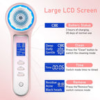 Rechargeable Facial Cleansing Brush, Blackhead Remover Vacuum with LCD Screen,IPX7 Waterproof 3 in 1 Facial Cleaner for Exfoliating (Pink)