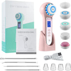 Rechargeable Facial Cleansing Brush, Blackhead Remover Vacuum with LCD Screen,IPX7 Waterproof 3 in 1 Facial Cleaner for Exfoliating (Pink)