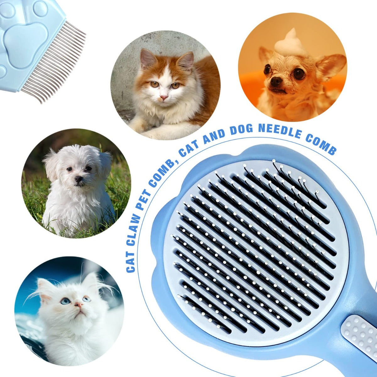 SLEILIN Self Cleaning Grooming Slicker Brush for Cats and Dogs