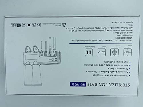 SmartSF Toothbrush Sanitizer, UV Toothbrush Holder Wall Mounted with 4 Slots and 2 Automatic Toothpaste Dispenser for Electric / Regular Toothbrush