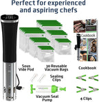 SOUSVIDE ART DELUXE Precision Cooker 800W with 30 Vacuum Seal Bags, Vacuum Pump, Digital Timer, & Temperature Control