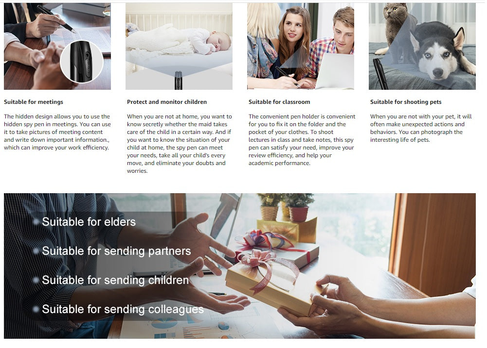 Spy Camera, Hidden Camera with 32GB SD Card, Mini Camera Pen with 1080P