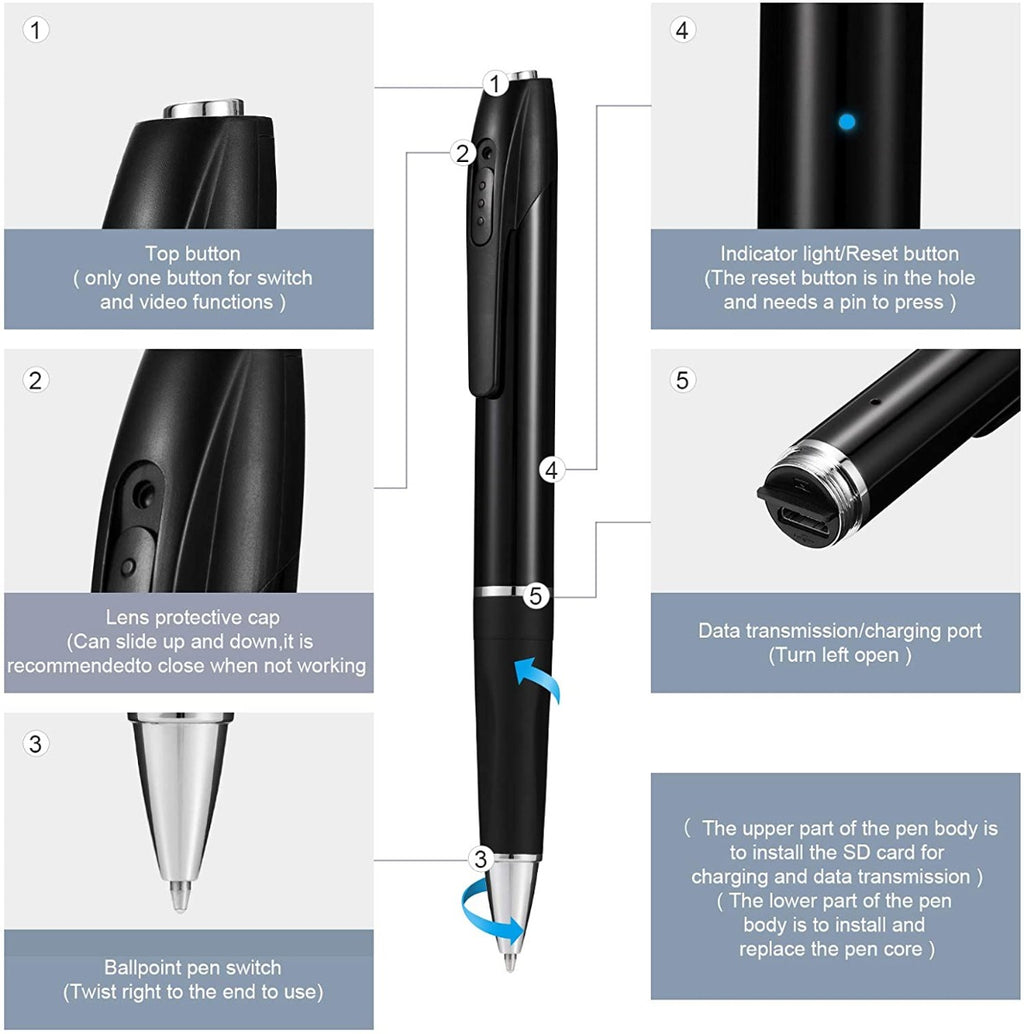 Spy Camera, Hidden Camera with 32GB SD Card, Mini Camera Pen with 1080P