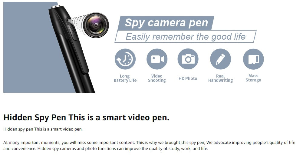Spy Camera, Hidden Camera with 32GB SD Card, Mini Camera Pen with 1080P