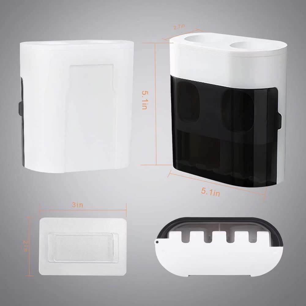 StAider Wall-Mounted Electric Toothbrush Holder with Two Toothpaste squeezers and Toothbrush Storage Box &  dust Cover for Bathroom