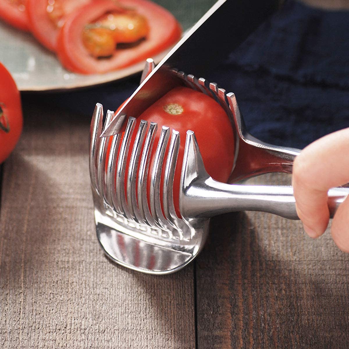 TANSOO Easy Tomato Slicer, Lemon Cutter & Fruit Tongs