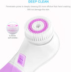 TKORW Facial Cleansing Brush 5 Rotating Brush Heads, 2 Modes, 2AA Power Supply, 360° Cleaning, Blackheads, Whiteheads, Calluses, exfoliating, Dead Skin Cleansing Spin Brush