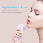 TKORW Facial Cleansing Brush 5 Rotating Brush Heads, 2 Modes, 2AA Power Supply, 360° Cleaning, Blackheads, Whiteheads, Calluses, exfoliating, Dead Skin Cleansing Spin Brush