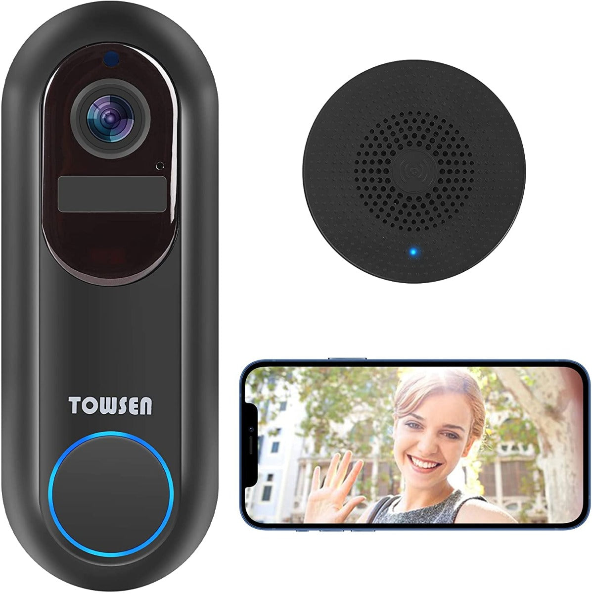 TOWSEN V10 Video Doorbell Home Security Camera with Chime