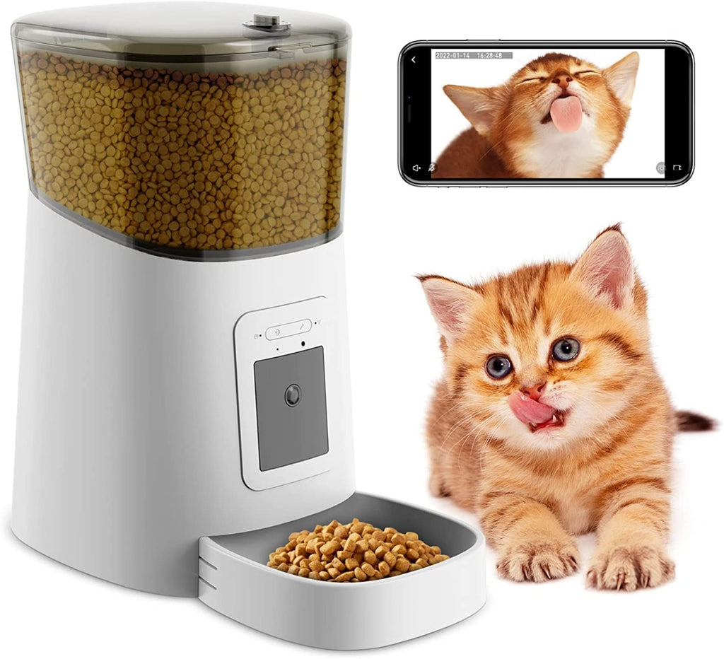 TRAMSMART Automatic Cat Feeder with 1080P Camera Voice and Video Recording, APP Control, 6L Capacity