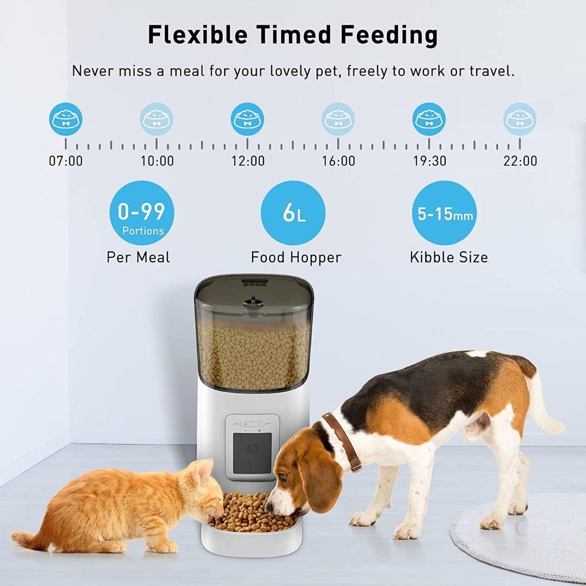 TRAMSMART Automatic Cat Feeder with 1080P Camera Voice and Video Recording, APP Control, 6L Capacity