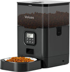 VOLUAS Automatic Pet Feeders for Cats and Dogs with Desiccant Bag, Timed Cat Feeder, Programmable Portion Size Control 4 Meals Per Day, 10s Voice Recorder-Black