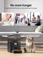 VOLUAS Automatic Pet Feeders for Cats and Dogs with Desiccant Bag, Timed Cat Feeder, Programmable Portion Size Control 4 Meals Per Day, 10s Voice Recorder-Black