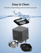 VOLUAS Automatic Pet Feeders for Cats and Dogs with Desiccant Bag, Timed Cat Feeder, Programmable Portion Size Control 4 Meals Per Day, 10s Voice Recorder-Black