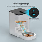 VOLUAS Automatic Pet Feeders for Cats and Dogs with Desiccant Bag, Timed Cat Feeder, Programmable Portion Size Control 4 Meals Per Day, 10s Voice Recorder-White