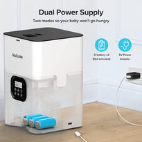 VOLUAS Automatic Pet Feeders for Cats and Dogs with Desiccant Bag, Timed Cat Feeder, Programmable Portion Size Control 4 Meals Per Day, 10s Voice Recorder-White