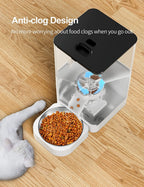 VOLUAS Automatic Pet Feeders for Cats and Dogs with Desiccant Bag, Timed Cat Feeder, Programmable Portion Size Control 4 Meals Per Day, 10s Voice Recorder-White Transparent