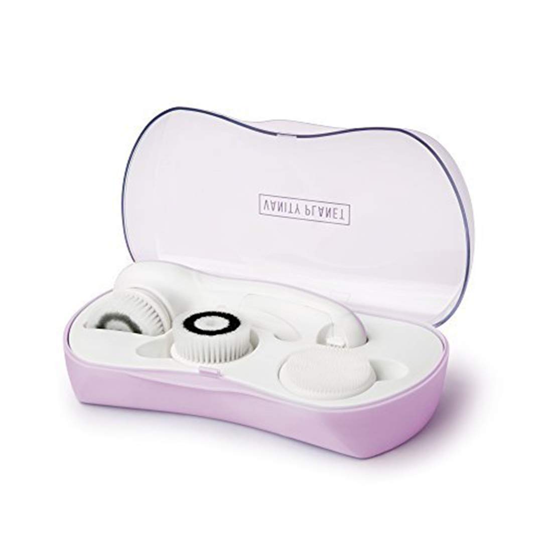 Vanity Planet Facial Cleansing Brush with 3 Interchangeable Face Brushes for Cleansing, Exfoliating and Silicone Brush, Protective Case, Cordless, Water Resistant
