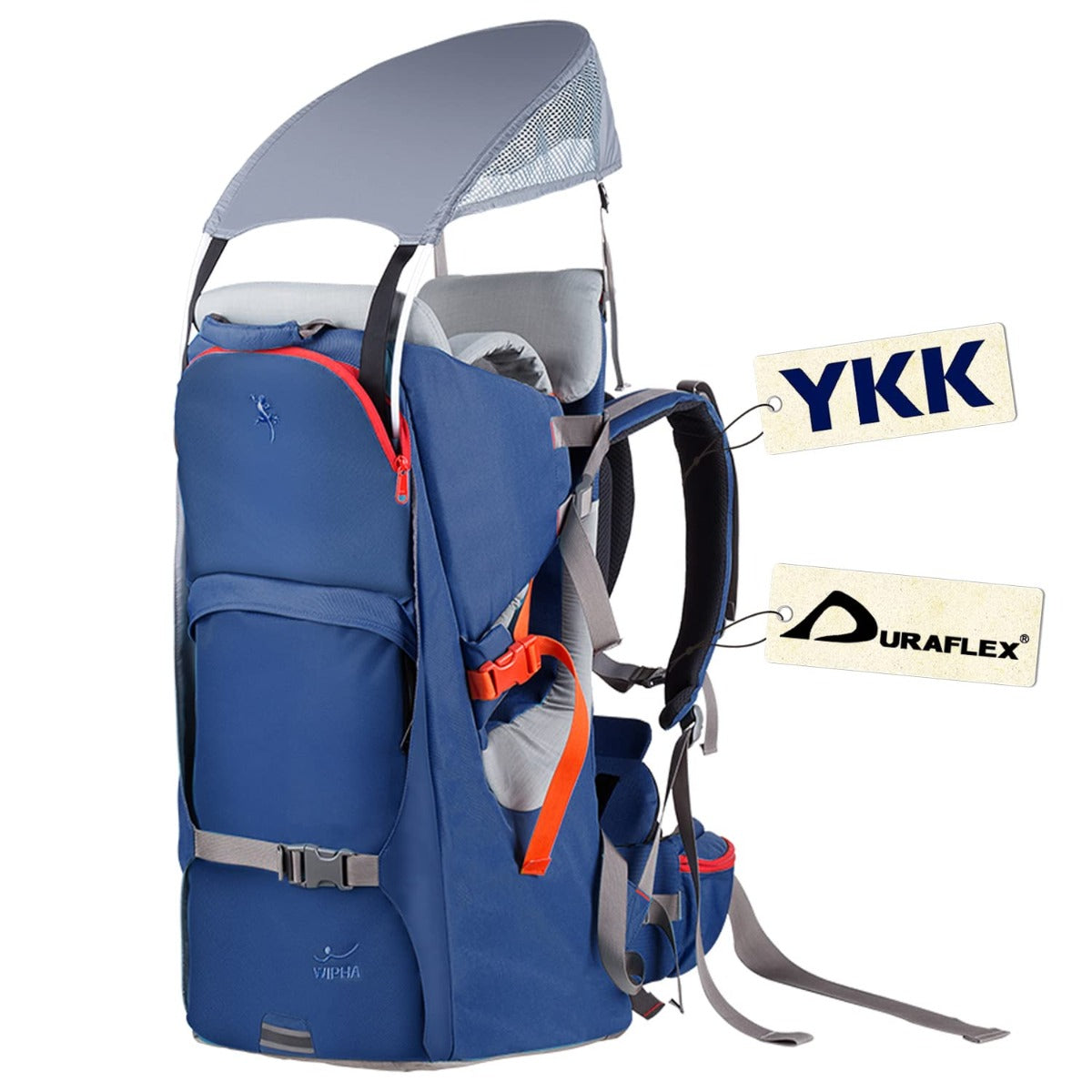 WIPHA Baby Backpack Carrier with Sun Canopy, Large Storage Space & Insulated Pocket, Adjustable Padded Child Seat