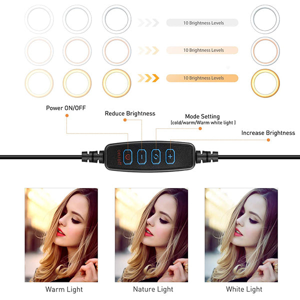 10.2" Selfie Ring Light with Extendable Tripod Stand