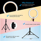 10.2" Selfie Ring Light with Extendable Tripod Stand