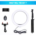 10.2" Selfie Ring Light with Extendable Tripod Stand