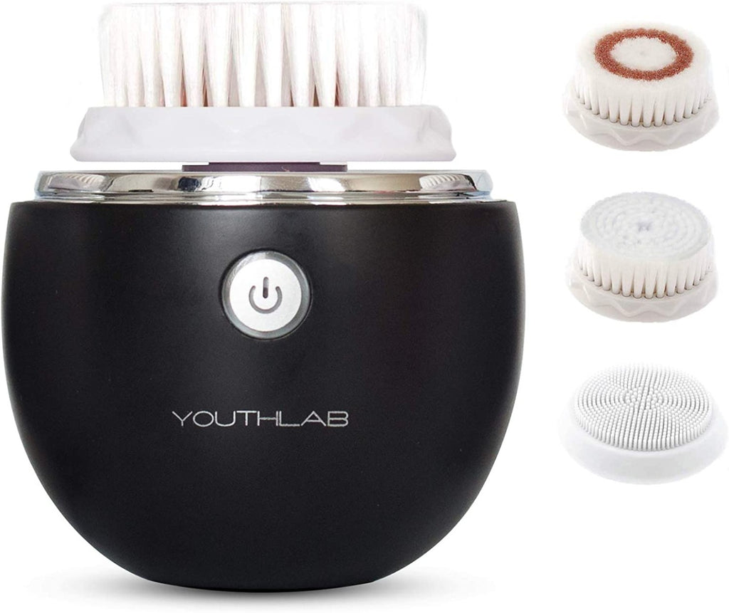 YOUTHLAB Pure Radiance, Vibrating Facial Cleansing Brush, Electric, 3 Modes, 3 Brush Heads (2 Bristle,1 Silicone), Waterproof, Rechargeable, Smart Timer, Exfoliating, Massage