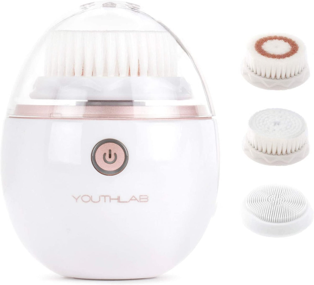 YOUTHLAB Pure Radiance, Vibrating Facial Cleansing Brush, Electric, 3 Modes, 3 Brush Heads (2 Bristle,1 Silicone), Waterproof, Rechargeable, Smart Timer, Exfoliating, Massage
