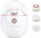 YOUTHLAB Pure Radiance, Vibrating Facial Cleansing Brush, Electric, 3 Modes, 3 Brush Heads (2 Bristle,1 Silicone), Waterproof, Rechargeable, Smart Timer, Exfoliating, Massage
