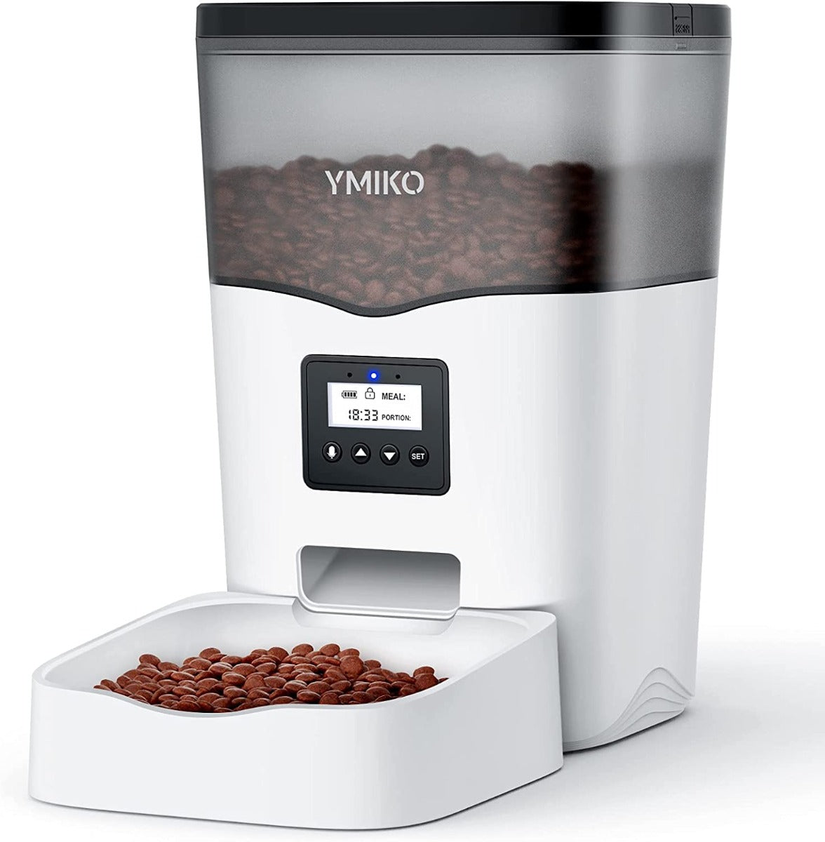 Ymiko Automatic Cat Food Dispenser with Voice Recorder, Timed Small Pet Feeder with Programmable Timer, 1-4 Meals Per Day (3L)