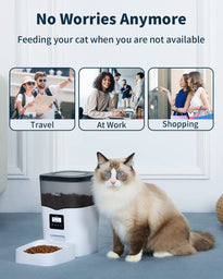 Ymiko Automatic Cat Food Dispenser with Voice Recorder, Timed Small Pet Feeder with Programmable Timer, 1-4 Meals Per Day (3L)