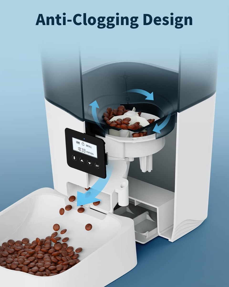 Ymiko Automatic Cat Food Dispenser with Voice Recorder, Timed Small Pet Feeder with Programmable Timer, 1-4 Meals Per Day (3L)