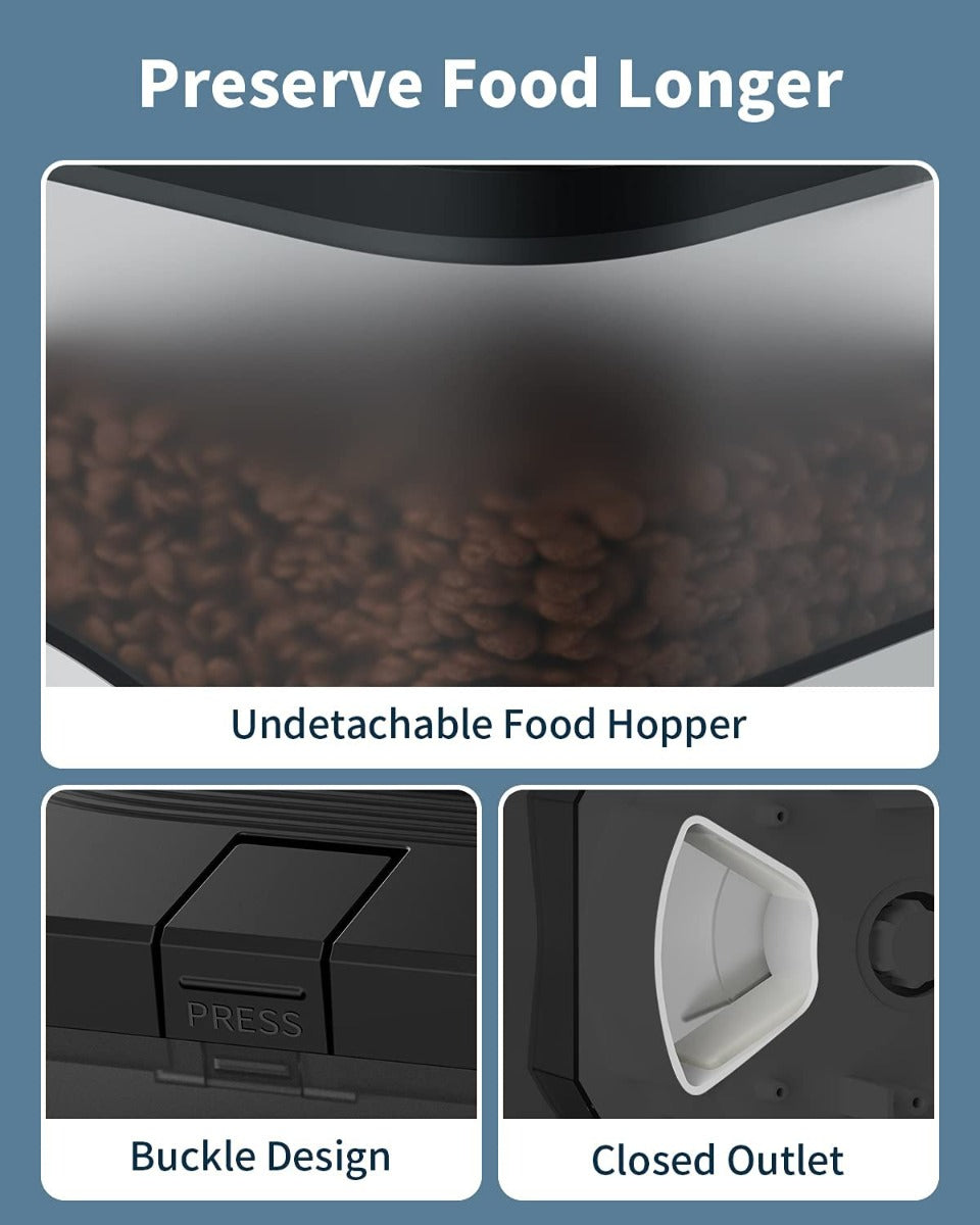 Ymiko Automatic Cat Food Dispenser with Voice Recorder, Timed Small Pet Feeder with Programmable Timer, 1-4 Meals Per Day (3L)