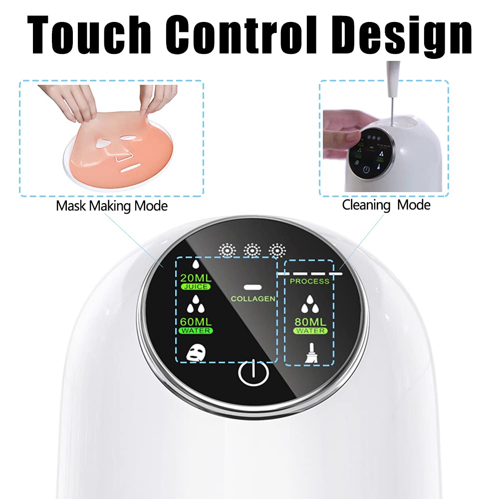 Touch Control Facial Mask DIY Machine with 32 Pcs Collagen, Automatic Intelligent Fruit Vegetable Facial Mask Maker, for Beauty Facial SPA Skin Care