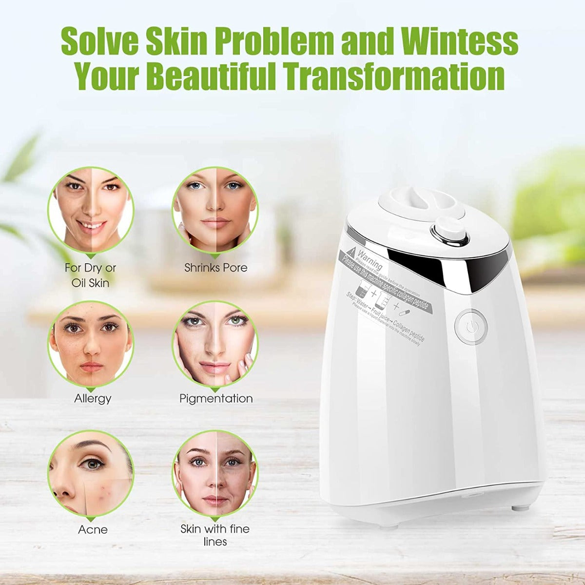 YZEENM Facial Mask Maker Machine with 32 Counts Collagen Pills