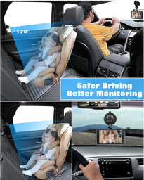 Zacro 1080P Baby Care Camera 170° Wide Angle Baby Car Mirror with HD Night Vision Monitor, Support Front & Rear Dash Cam, Photo and Video Record