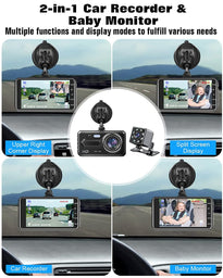 Zacro 1080P Baby Care Camera 170° Wide Angle Baby Car Mirror with HD Night Vision Monitor, Support Front & Rear Dash Cam, Photo and Video Record