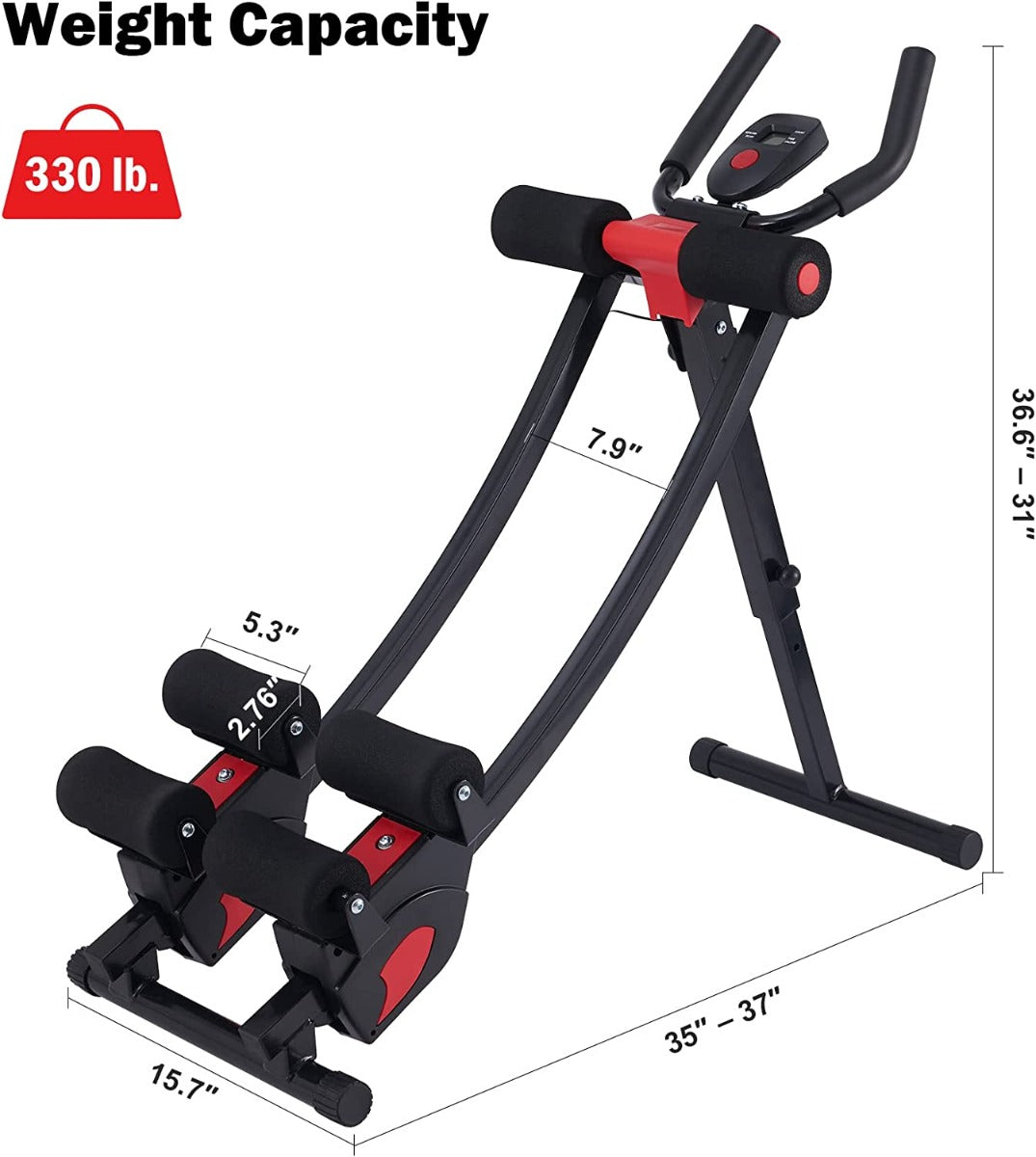 ZELUS Ab Crunch with Digital Display  Abdominal Training Machine with Independent Glide Paths and 4 Intensity Levels for Abdominal Leg and Arm Fitness, 330lb Cap