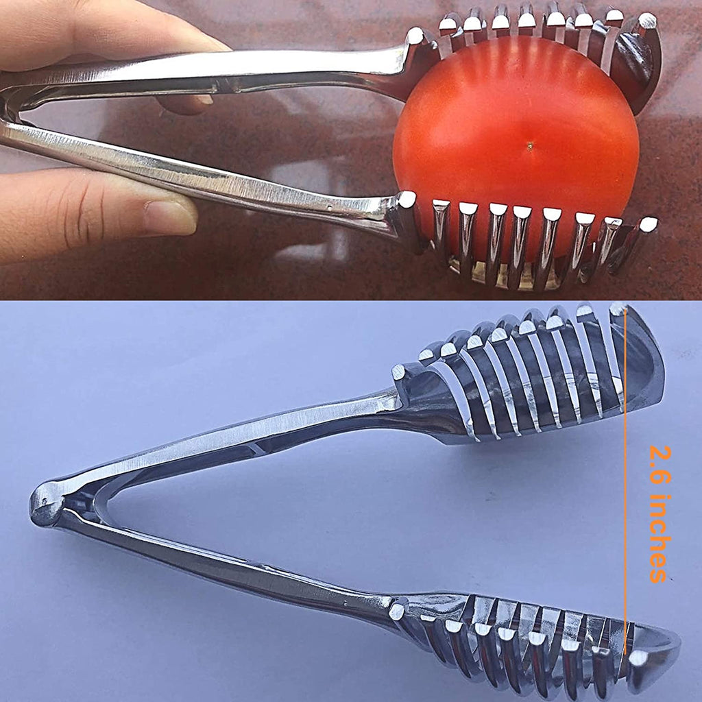 ZHG Aluminum Alloy Tomato Slicer, Lemon Cutter & Fruit Tongs