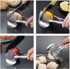 ZHG Aluminum Alloy Tomato Slicer, Lemon Cutter & Fruit Tongs