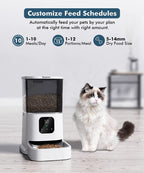 ZOKALEY Automatic Cat Feeders, 2.4G WiFi Enabled Programmable with Stainless Steel Bowl, Portion Control, APP Remote Control & 10s Voice Recorder for Small & Medium Pets