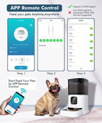 ZOKALEY Automatic Cat Feeders, 2.4G WiFi Enabled Programmable with Stainless Steel Bowl, Portion Control, APP Remote Control & 10s Voice Recorder for Small & Medium Pets