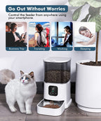 ZOKALEY Automatic Cat Feeders, 2.4G WiFi Enabled Programmable with Stainless Steel Bowl, Portion Control, APP Remote Control & 10s Voice Recorder for Small & Medium Pets