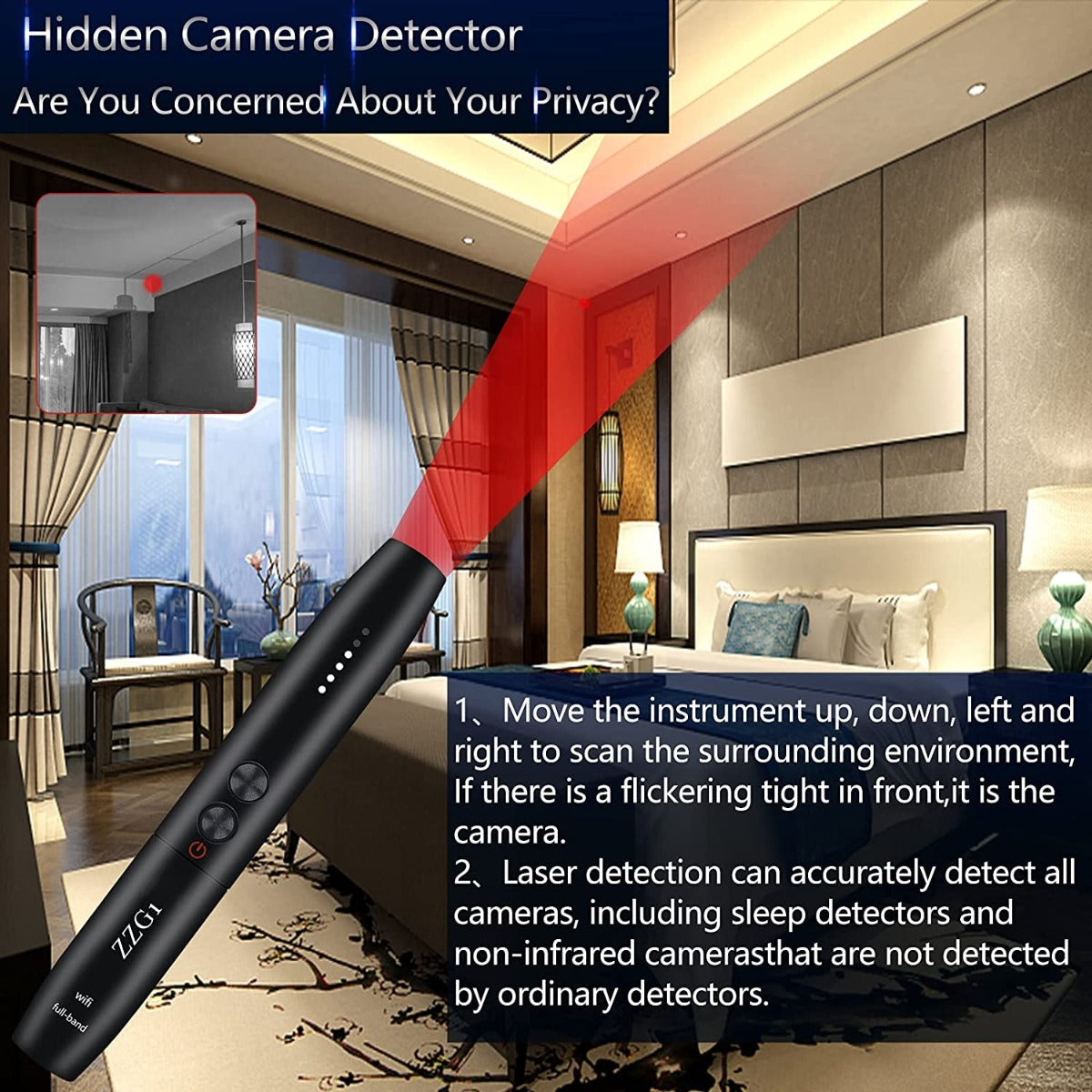 ZZGOne Portable Anti Spy Detector, Privacy Protector, Camera Wireless Audio Signal GPS Signal