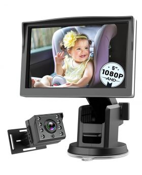 Antook Baby Car Camera 1080P for Car Back Seat with 5 Inch HD Monitor, Clear Night Vision, Newborns Travel Safety Kit
