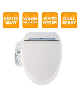 Smart Toilet Seat in Elongated White with Stainless Steel Self-Cleaning Nozzle