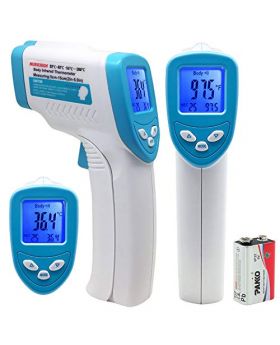 Nubee Body Medical Infrared Thermometer Non-contact IR Thermometer Forehead Thermometer with 3 Function - Fever Alarm, Over Range Display and 32 Group Data Memory FDA, CE Medical Approved (Blue White)