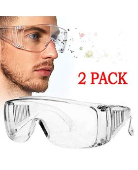 2Pcs Protective Goggles - Safety Goggles For Chemical, Lab, And Workplace Safety, High Impact Resistance - Crystal Clear - Heavy Duty Industrial Strength Safety Goggles Over Glasses