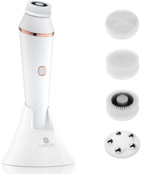 Rechargeable Waterproof Facial Cleanser Brush with 3 Speed, Face Spin Brush Set with 4 Brush Heads for Gentle Exfoliating, Deep Cleansing and Face Massage