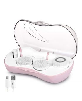 Rechargeable Facial Cleansing Spin Brush Set with 4 Exfoliation Brush Heads (Advanced Microdermabrasion) for Deep Scrubbing and Gentle Exfoliating